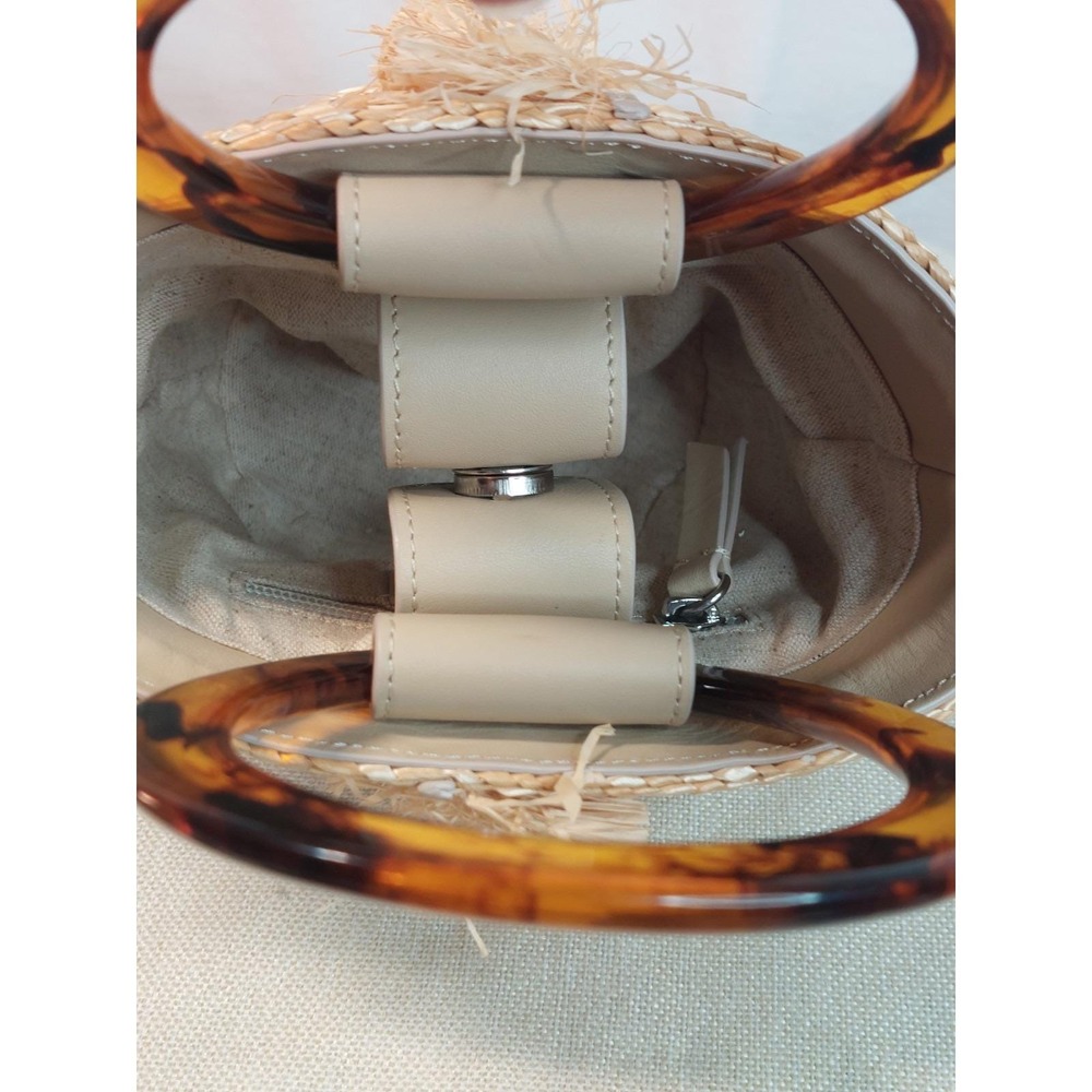 Summer Beach Bag Tuckernuck Woven Straw Tortoise Ring Handles Raffia Luxury - Picture 7 of 16